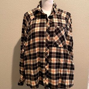 Women’s Wild Fable Flannel Yellow/Black Checkered Shirt Size XS